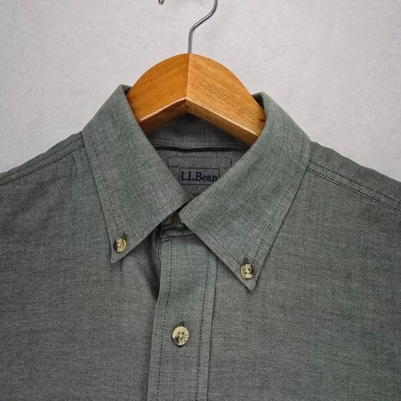 L.L. Bean Slim Fit‎ Mens Shirt Long Sleeve Size Small Regular Color Green - Picture 7 of 16